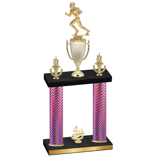 Double Pink Carbon Fiber Fourth Place Football Trophy