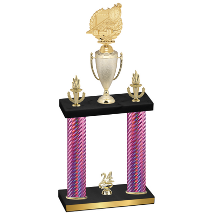 Double Pink Carbon Fiber Year Swimming Trophy