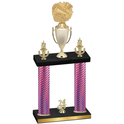 Double Pink Carbon Fiber Year Cheerleading Trophy