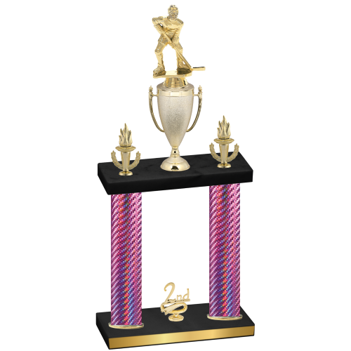 Double Pink Carbon Fiber Second Place Hockey Trophy