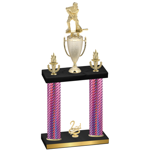 Double Pink Carbon Fiber Second Place Hockey Trophy