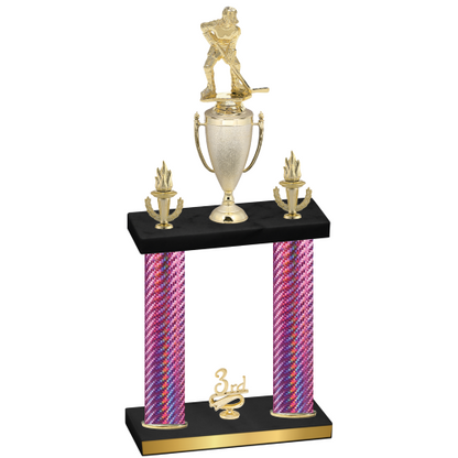 Double Pink Carbon Fiber Third Place Hockey Trophy