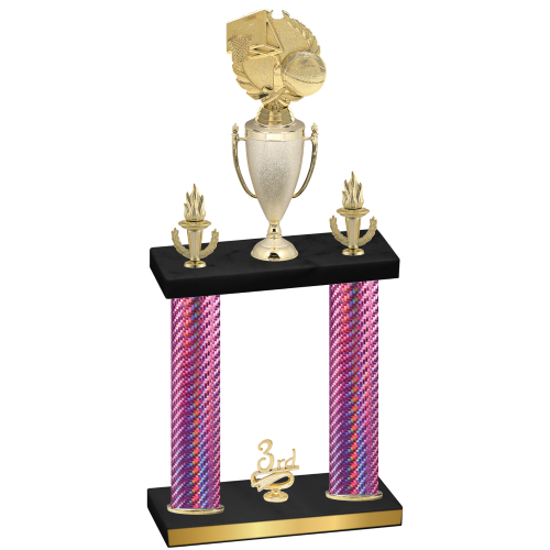 Double Pink Carbon Fiber Third Place Basketball Trophy