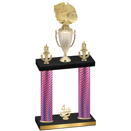 Double Pink Carbon Fiber Fourth Place Basketball Trophy