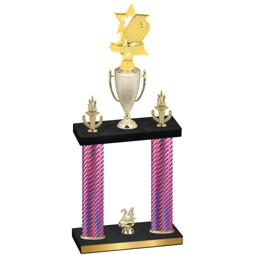 Double Pink Carbon Fiber Year Pickleball Trophy