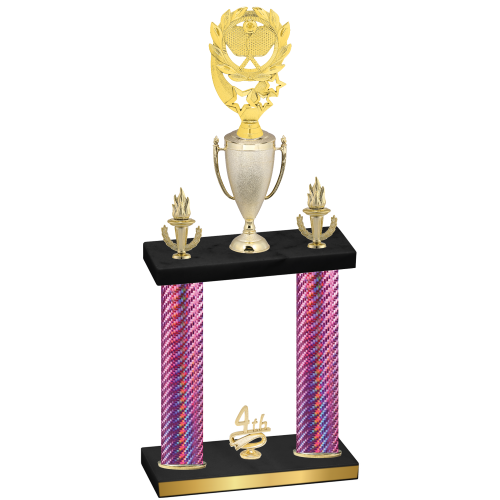 Double Pink Carbon Fiber Fourth Place Pickleball Trophy