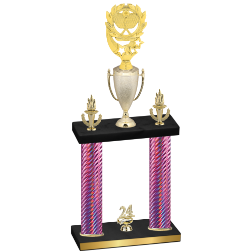 Double Pink Carbon Fiber Year Pickleball Trophy