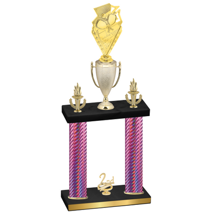 Double Pink Carbon Fiber Second Place Pickleball Trophy