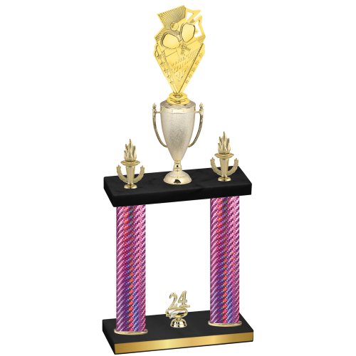 Double Pink Carbon Fiber Year Pickleball Trophy