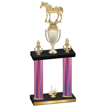Double Pink Carbon Fiber First Place Horses Trophy