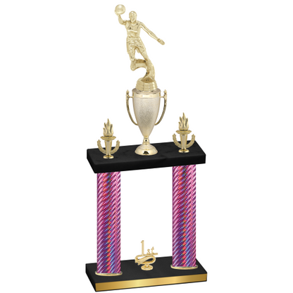 Double Pink Carbon Fiber First Place Basketball Trophy
