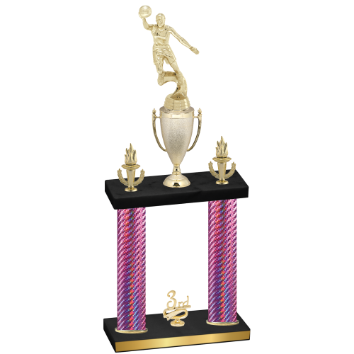 Double Pink Carbon Fiber Third Place Basketball Trophy