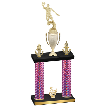 Double Pink Carbon Fiber Third Place Basketball Trophy