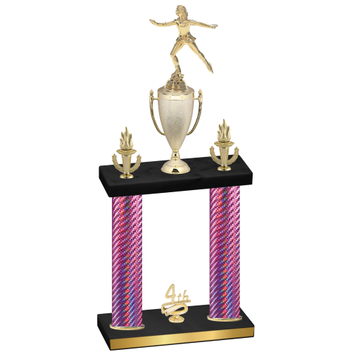 Double Pink Carbon Fiber Fourth Place Skater Trophy