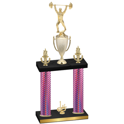 Double Pink Carbon Fiber First Place Weights Trophy