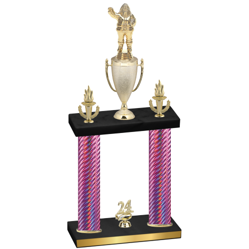 Double Pink Carbon Fiber Year Holiday Trophy