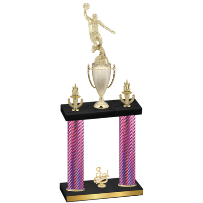 Double Pink Carbon Fiber Third Place Basketball Trophy