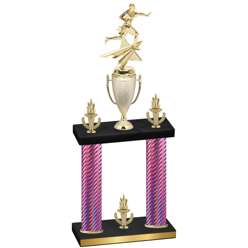 Double Pink Carbon Fiber Victory Flag Football Trophy