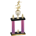 Double Pink Carbon Fiber Year Flag Football Trophy