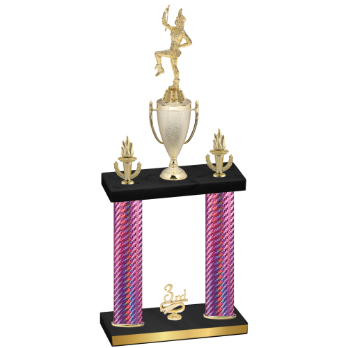 Double Pink Carbon Fiber Third Place Majorette Trophy