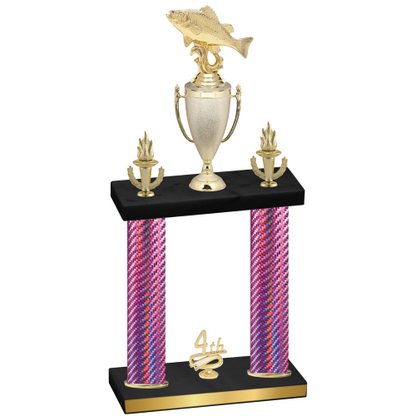Double Pink Carbon Fiber Fourth Place Fishing Trophy