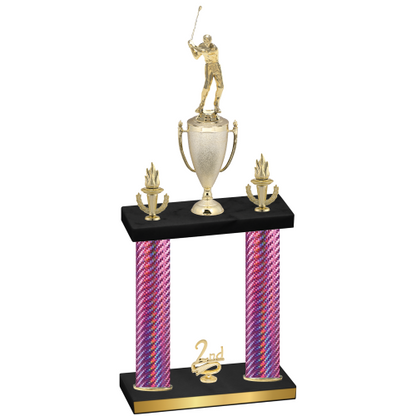 Double Pink Carbon Fiber Second Place Golf Trophy