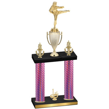 Double Pink Carbon Fiber First Place Karate Trophy