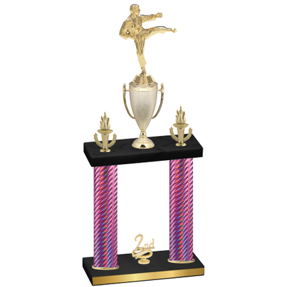Double Pink Carbon Fiber Second Place Karate Trophy