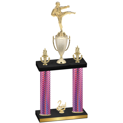 Double Pink Carbon Fiber Second Place Karate Trophy
