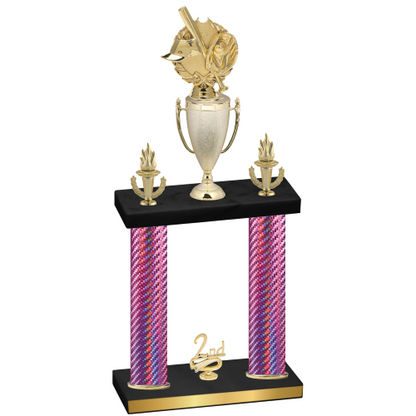 Double Pink Carbon Fiber Second Place Baseball Trophy