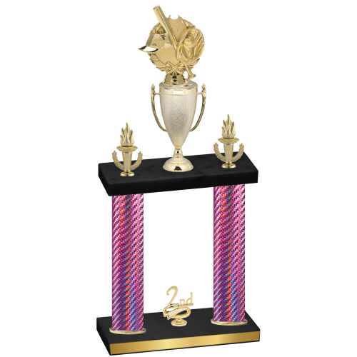 Double Pink Carbon Fiber Second Place Baseball Trophy