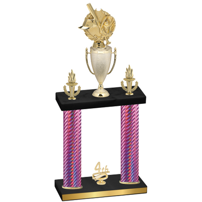 Double Pink Carbon Fiber Fourth Place Baseball Trophy