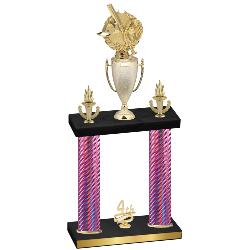 Double Pink Carbon Fiber Fourth Place Baseball Trophy