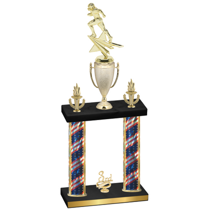 Double Flag USA Third Place Football Trophy