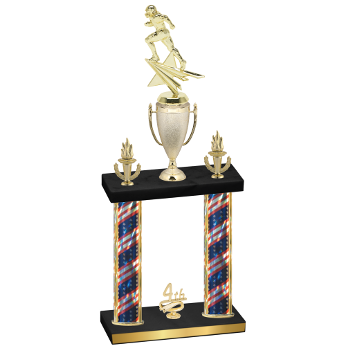 Double Flag USA Fourth Place Football Trophy