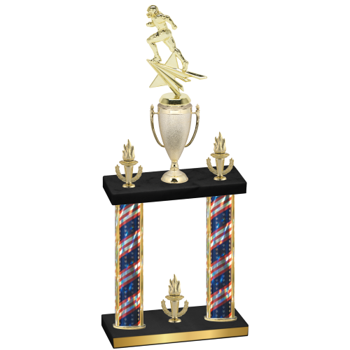 Double Flag USA Victory Football Trophy
