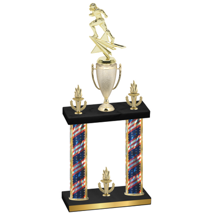 Double Flag USA Victory Football Trophy