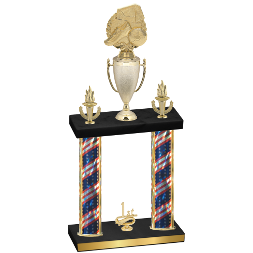 Double Flag USA First Place Soccer Trophy