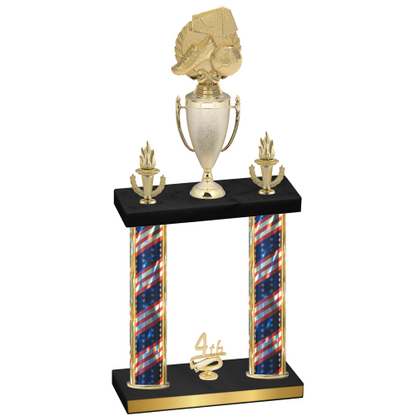 Double Flag USA Fourth Place Soccer Trophy