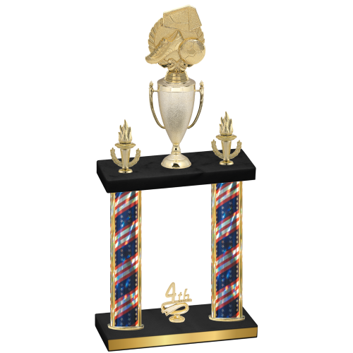Double Flag USA Fourth Place Soccer Trophy