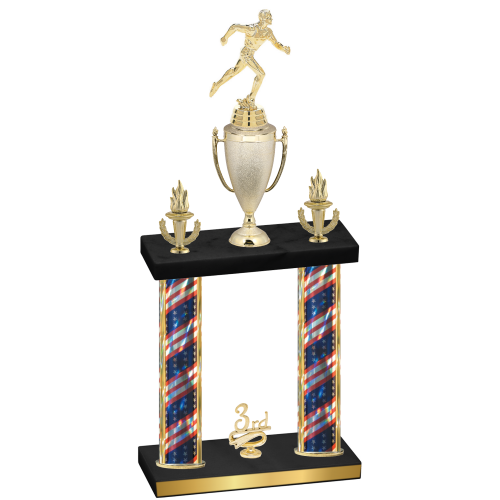 Double Flag USA Third Place Running Trophy