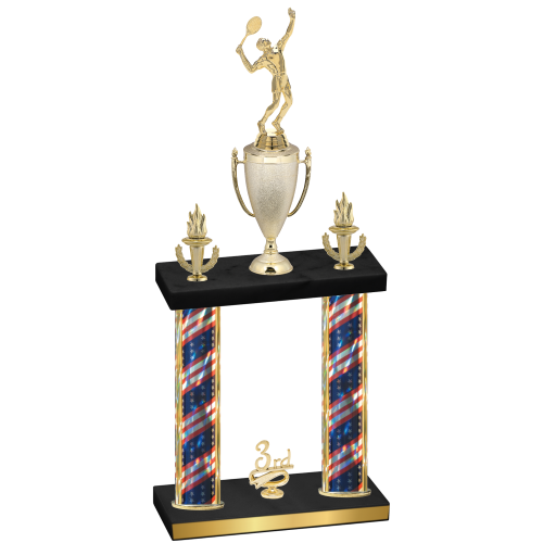 Double Flag USA Third Place Tennis Trophy