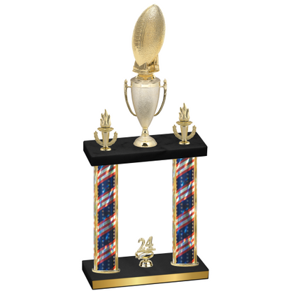 Double Flag USA Year Football Trophy