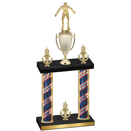 Double Flag USA Victory Wrestling Trophy