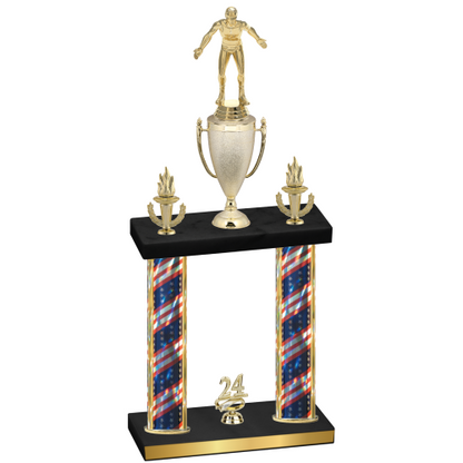 Double Flag USA Year Wrestling Trophy