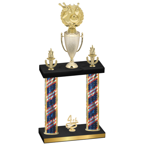 Double Flag USA Fourth Place Bowling Trophy