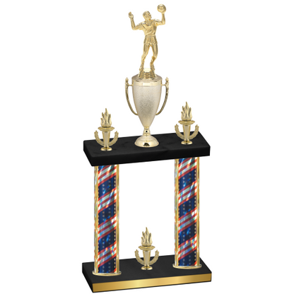 Double Flag USA Victory Volleyball Trophy