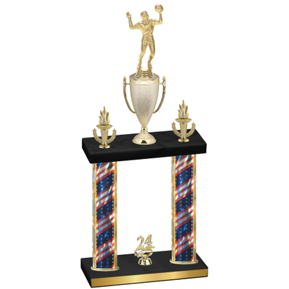 Double Flag USA Year Volleyball Trophy