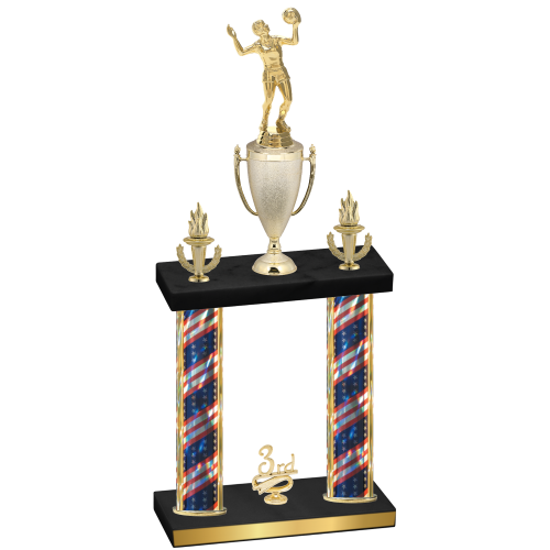 Double Flag USA Third Place Volleyball Trophy