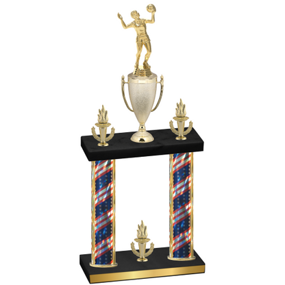 Double Flag USA Victory Volleyball Trophy